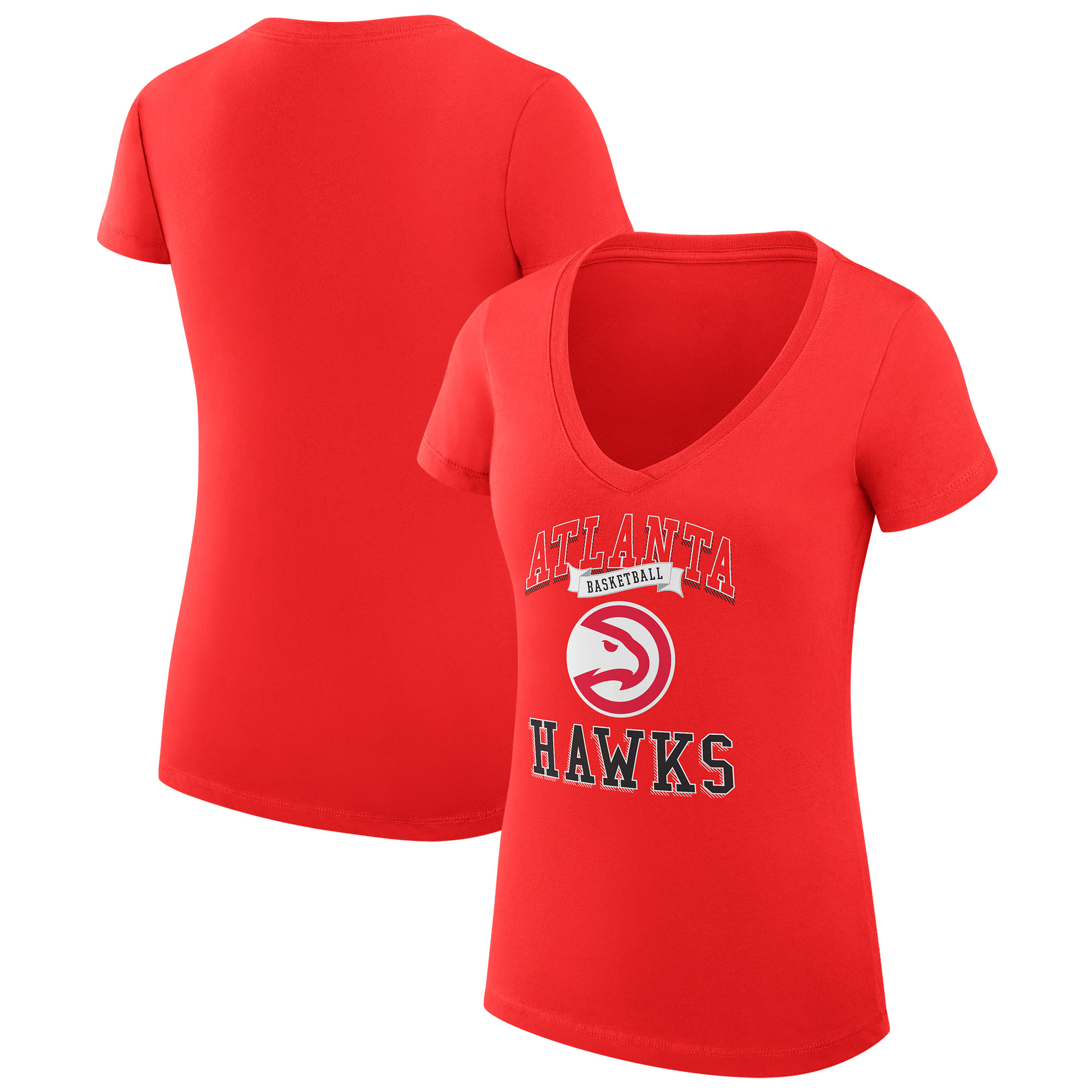 Women's G-III 4Her by Carl Banks Red Atlanta Hawks Team Logo Fitted V-Neck T-Shirt